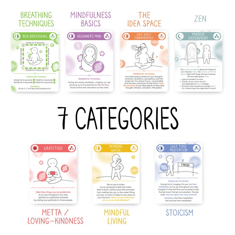 The Idea Space BEST 100 Daily Meditation Cards | Anxiety Relief Item for Relaxation | Self Care Kit for Stress Relief | Perfect Mindfulness Gift For Teens & Adults | Advance Beyond Positive Affirmations - Image 3
